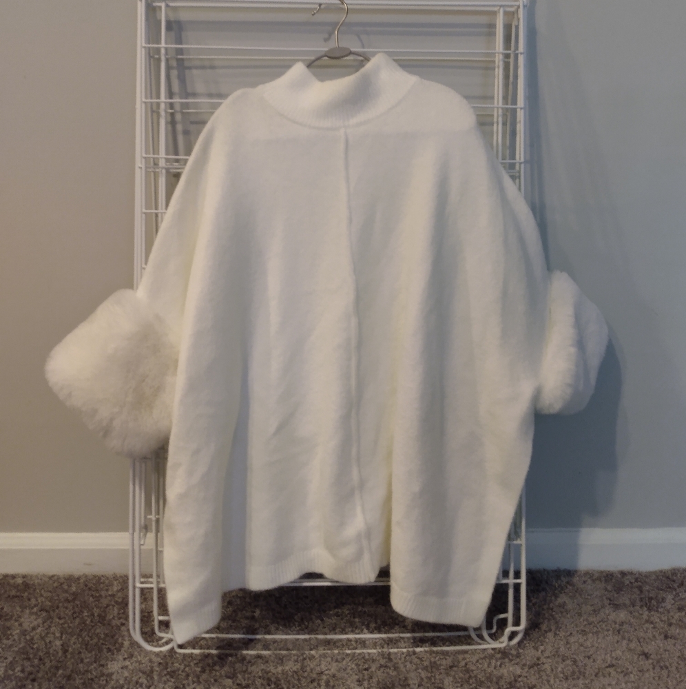 Saks Fifth Avenue Poncho with Faux Fur